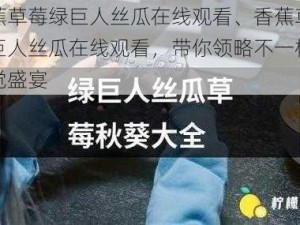 香蕉草莓绿巨人丝瓜在线观看、香蕉草莓绿巨人丝瓜在线观看，带你领略不一样的视觉盛宴