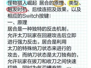 怪物猎人崛起太刀攻略详解：进阶技巧分享与实战应用