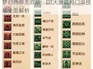 梦幻西游无双版：DT大唐官府门派技能全面解析