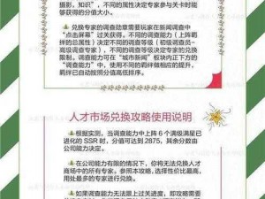 恋与制作人市场专家兑换选择解析：人才市场价值评估与决策指南 选谁最合算？