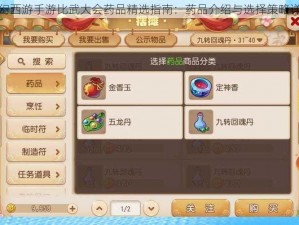 梦幻西游手游比武大会药品精选指南：药品介绍与选择策略详解