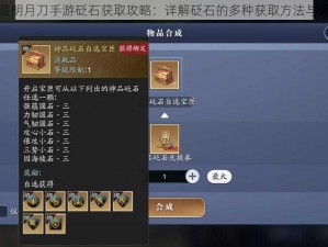 天涯明月刀手游砭石获取攻略：详解砭石的多种获取方法与途径