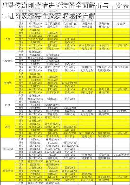 刀塔传奇刚背猪进阶装备全面解析与一览表：进阶装备特性及获取途径详解