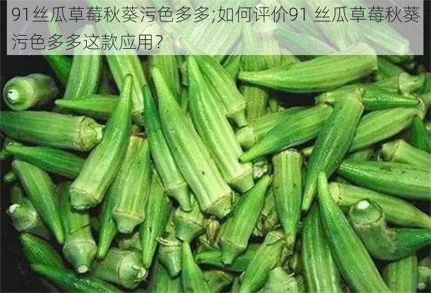 91丝瓜草莓秋葵污色多多;如何评价91 丝瓜草莓秋葵污色多多这款应用？