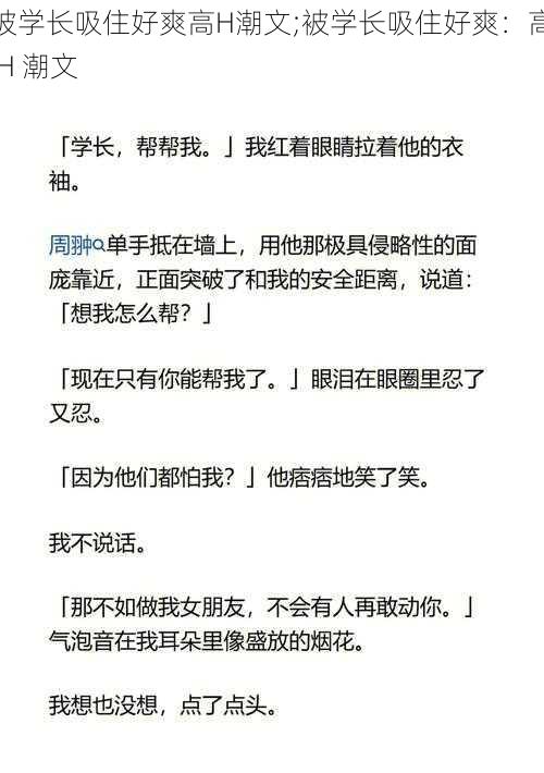 被学长吸住好爽高H潮文;被学长吸住好爽：高 H 潮文