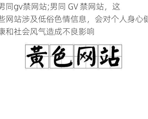 男同gv禁网站;男同 GV 禁网站，这些网站涉及低俗色情信息，会对个人身心健康和社会风气造成不良影响