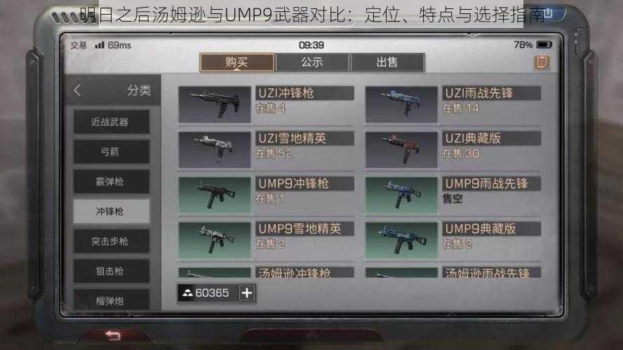 明日之后汤姆逊与UMP9武器对比：定位、特点与选择指南