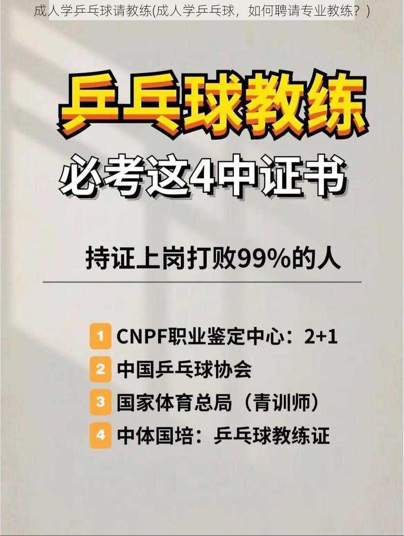 成人学乒乓球请教练(成人学乒乓球，如何聘请专业教练？)