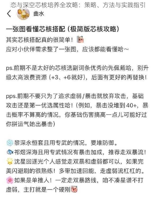 恋与深空芯核培养全攻略：策略、方法与实践指引