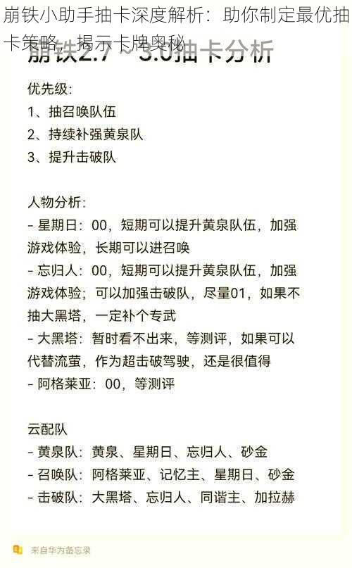 崩铁小助手抽卡深度解析：助你制定最优抽卡策略，揭示卡牌奥秘