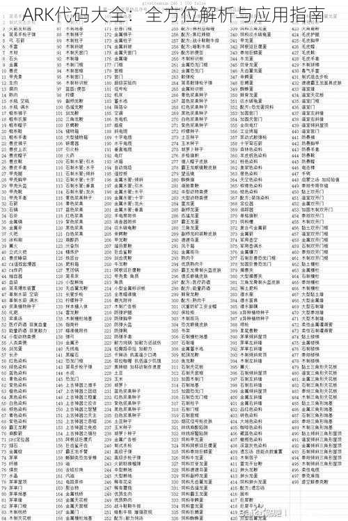 ARK代码大全：全方位解析与应用指南