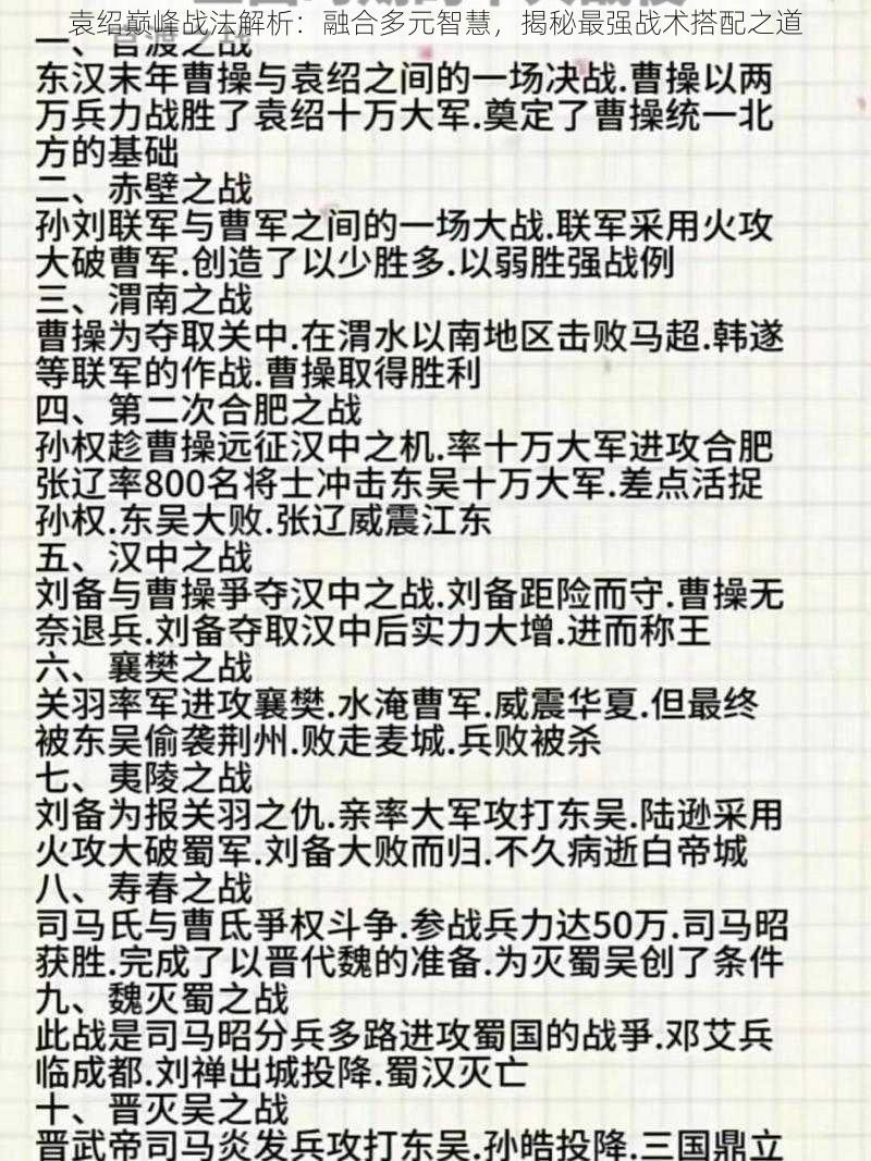 袁绍巅峰战法解析：融合多元智慧，揭秘最强战术搭配之道