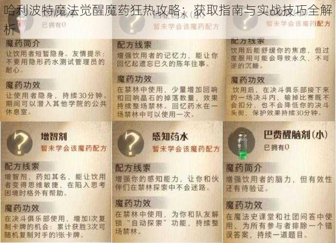 哈利波特魔法觉醒魔药狂热攻略：获取指南与实战技巧全解析