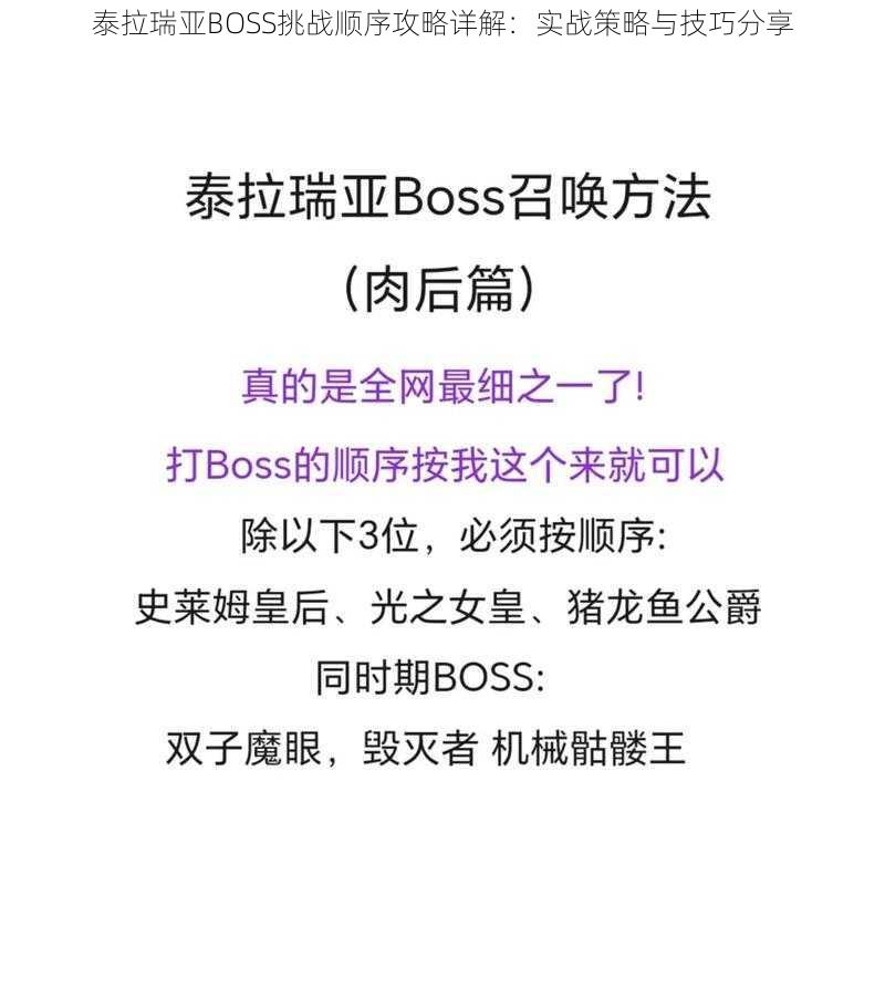 泰拉瑞亚BOSS挑战顺序攻略详解：实战策略与技巧分享