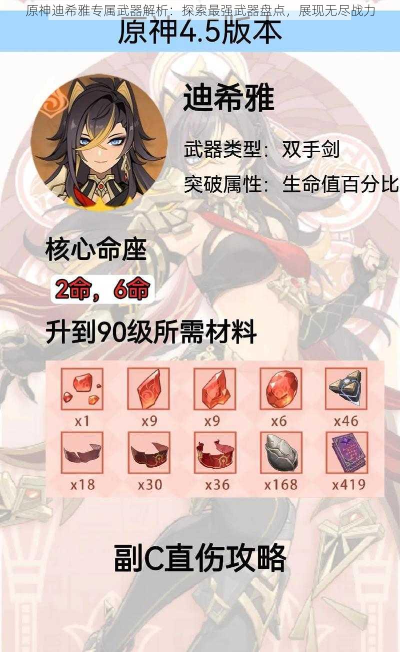 原神迪希雅专属武器解析：探索最强武器盘点，展现无尽战力