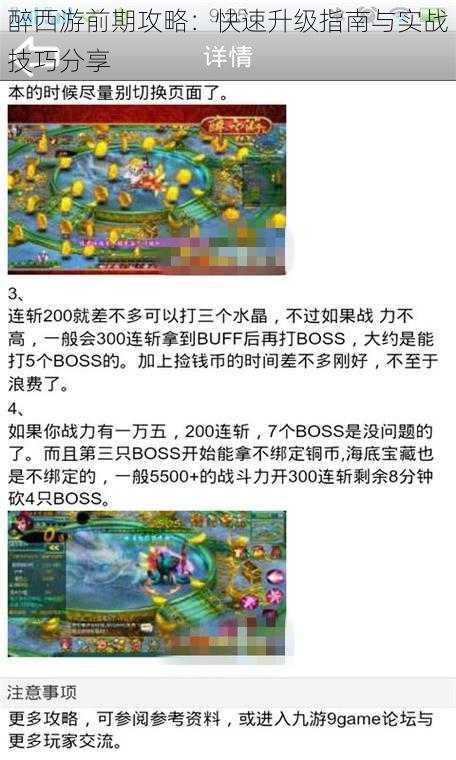 醉西游前期攻略：快速升级指南与实战技巧分享